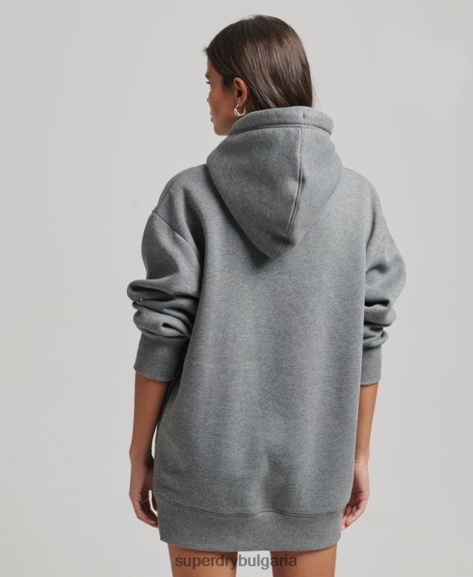 Superdry облекло N00H2554 сиво Жени спортна рокля с бродирано лого от органичен памук
