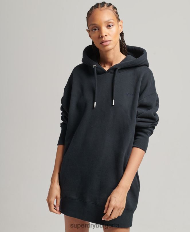 Superdry облекло N00H6528 военноморски флот Жени спортна рокля с бродирано лого от органичен памук
