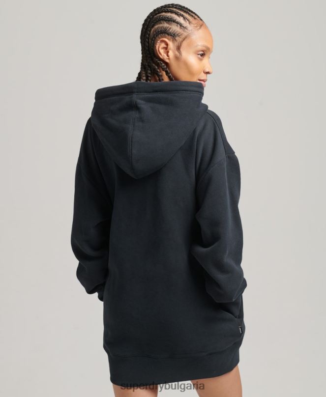 Superdry облекло N00H6528 военноморски флот Жени спортна рокля с бродирано лого от органичен памук