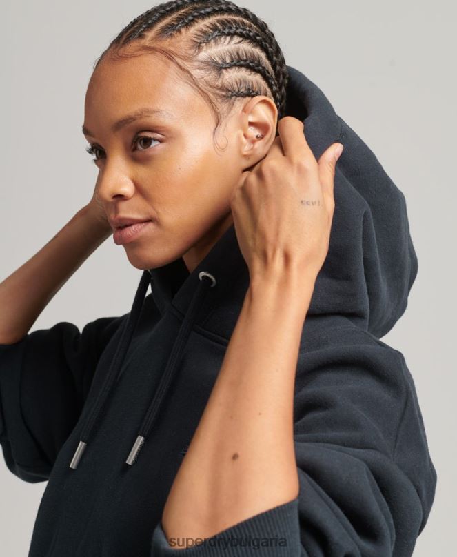 Superdry облекло N00H6528 военноморски флот Жени спортна рокля с бродирано лого от органичен памук