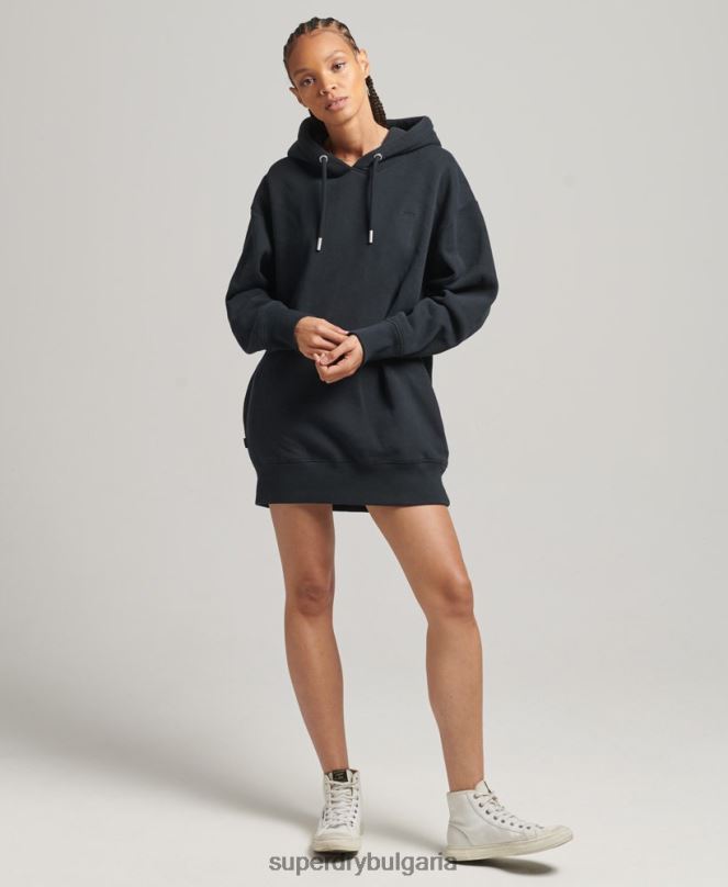 Superdry облекло N00H6528 военноморски флот Жени спортна рокля с бродирано лого от органичен памук
