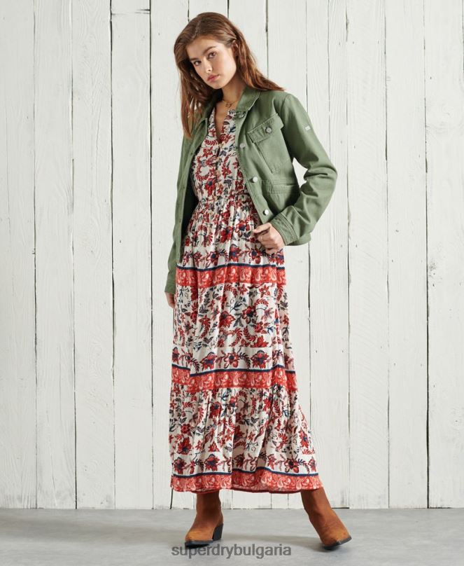 Superdry облекло N00H6783 бяло Жени макси рокля luci