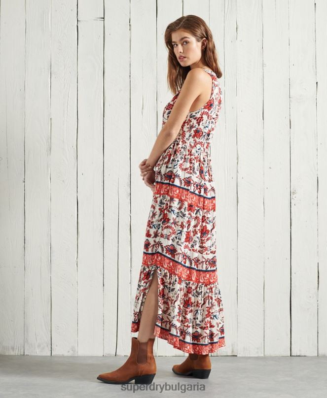 Superdry облекло N00H6783 бяло Жени макси рокля luci