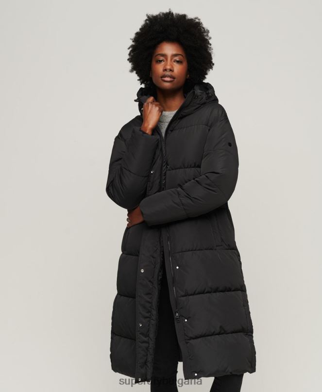 Superdry облекло N00H3571 черен Жени пухено палто с парагади