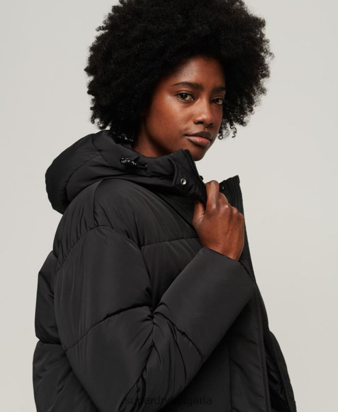 Superdry облекло N00H3571 черен Жени пухено палто с парагади