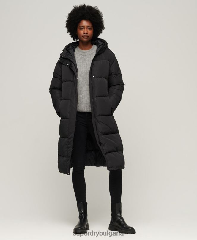 Superdry облекло N00H3571 черен Жени пухено палто с парагади