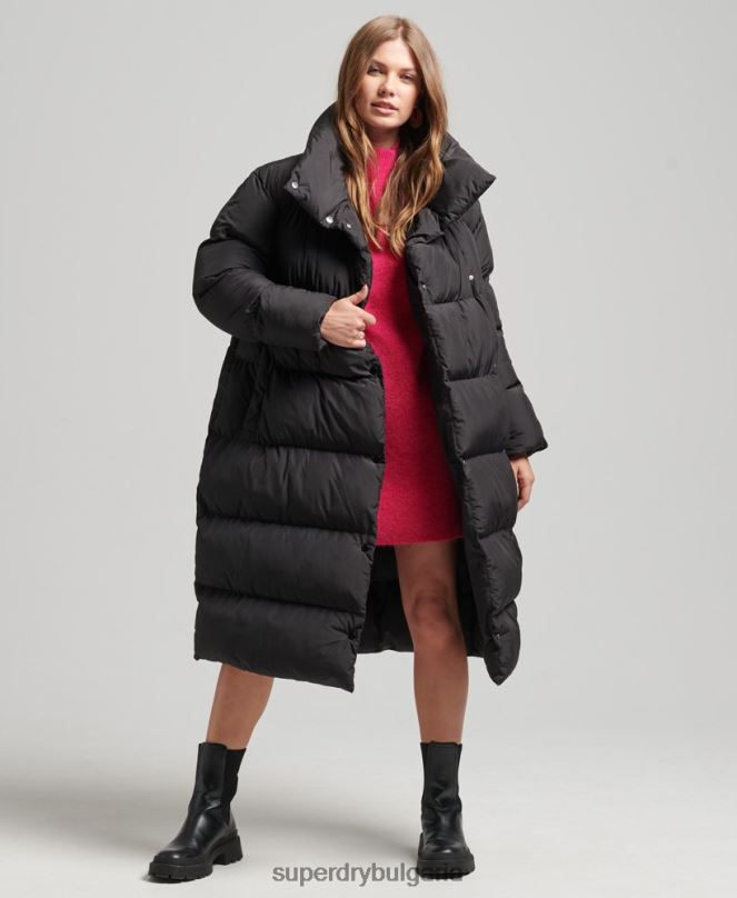 Superdry облекло N00H3582 черен Жени пухено палто с парагади