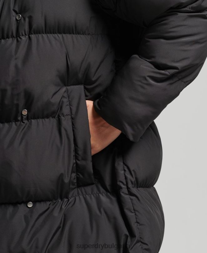 Superdry облекло N00H3582 черен Жени пухено палто с парагади