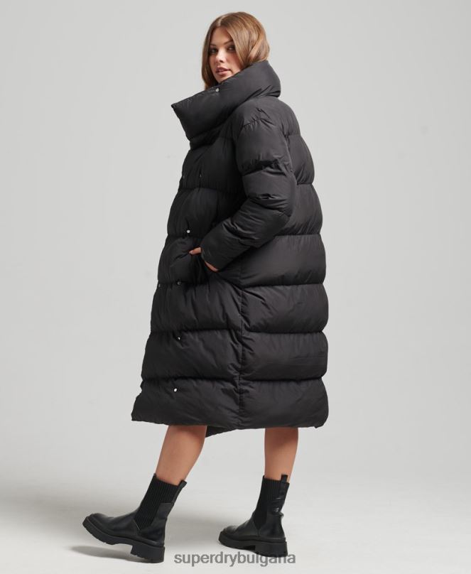 Superdry облекло N00H3582 черен Жени пухено палто с парагади