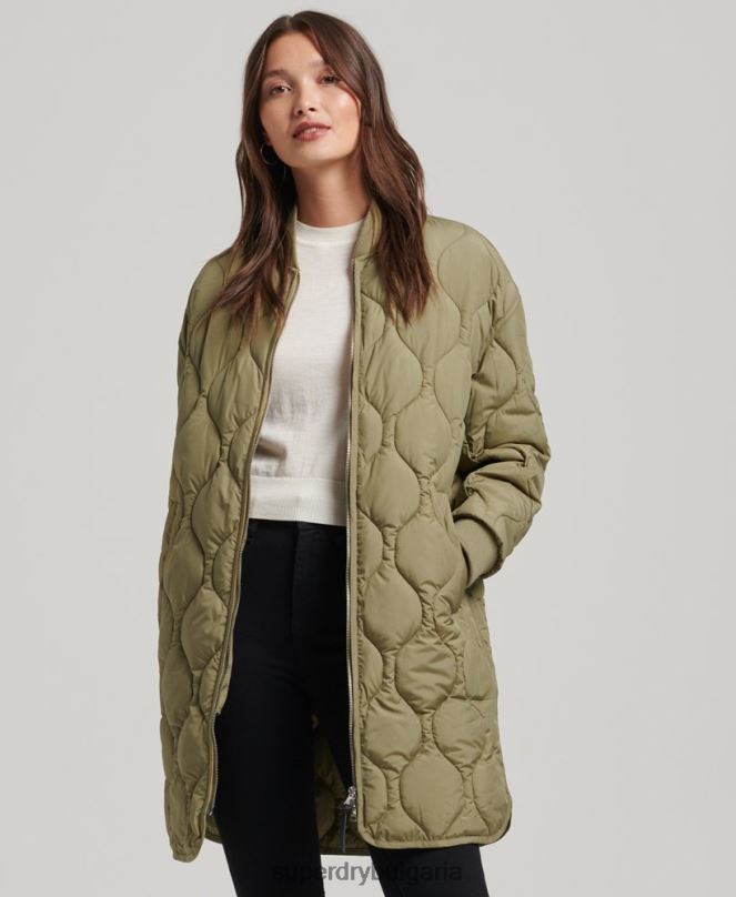 Superdry облекло N00H3583 зелено Жени ватирано палто с парагади