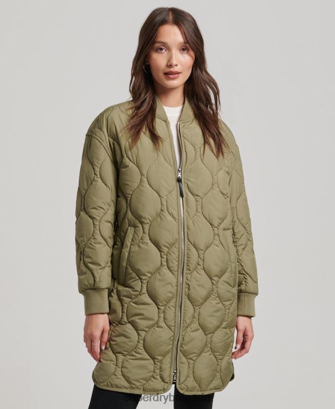 Superdry облекло N00H3583 зелено Жени ватирано палто с парагади