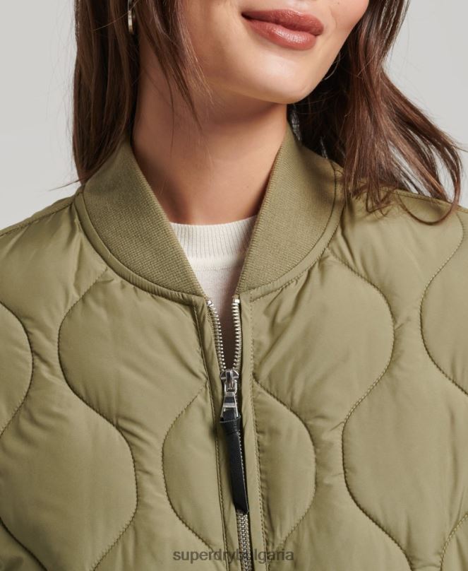 Superdry облекло N00H3583 зелено Жени ватирано палто с парагади