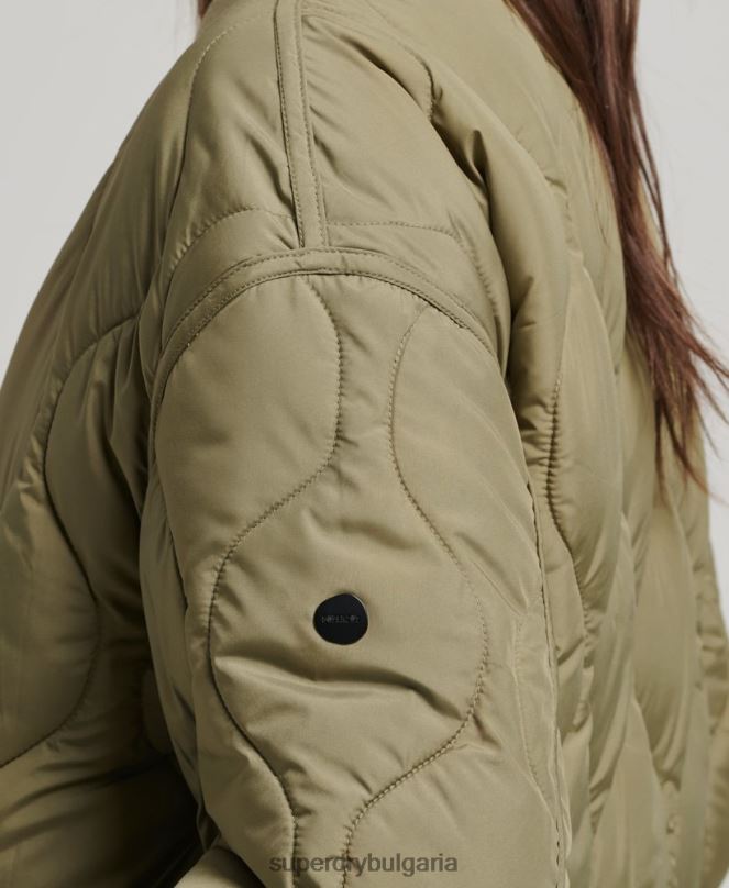 Superdry облекло N00H3583 зелено Жени ватирано палто с парагади