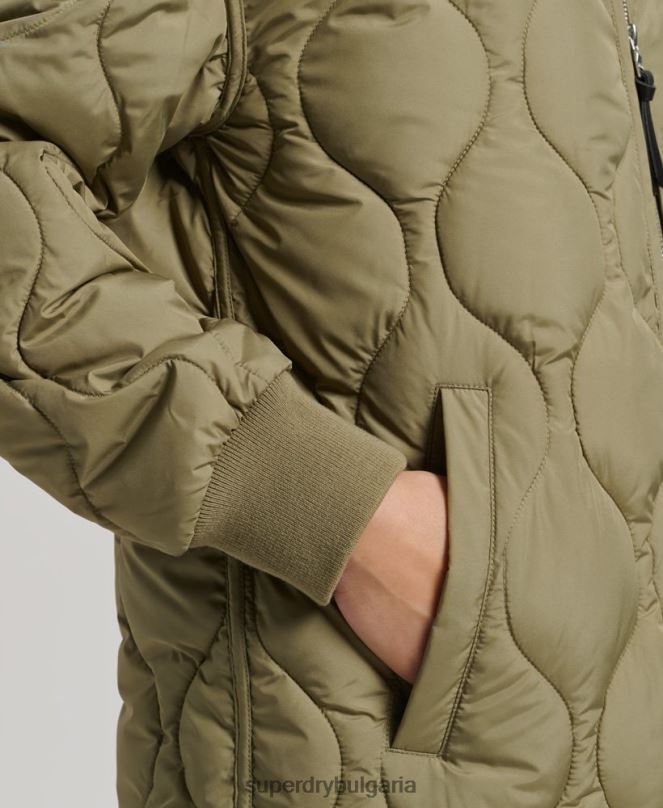 Superdry облекло N00H3583 зелено Жени ватирано палто с парагади