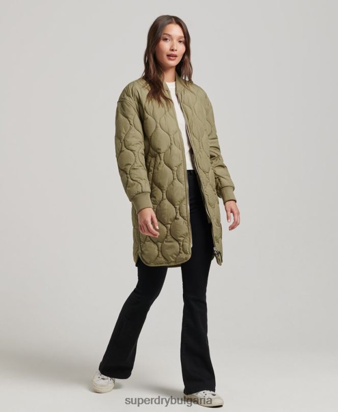 Superdry облекло N00H3583 зелено Жени ватирано палто с парагади