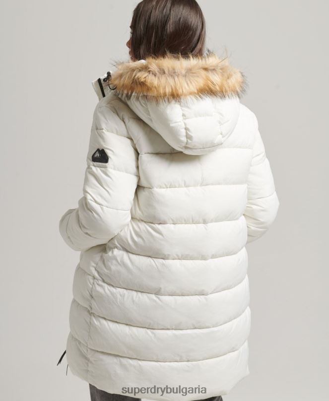 Superdry облекло N00H3586 бяло Жени междинно палто с качулка
