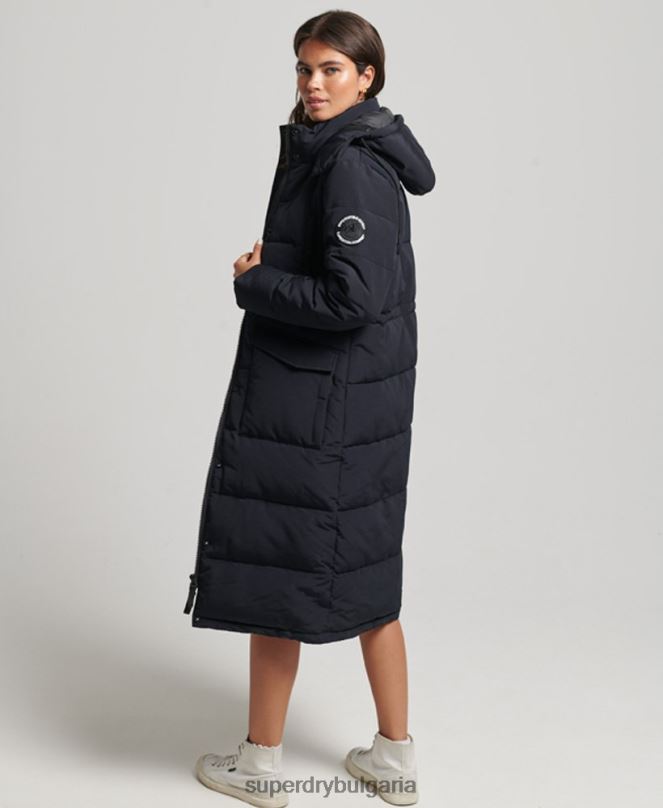 Superdry облекло N00H3588 тъмно сив Жени пухено палто everest longline