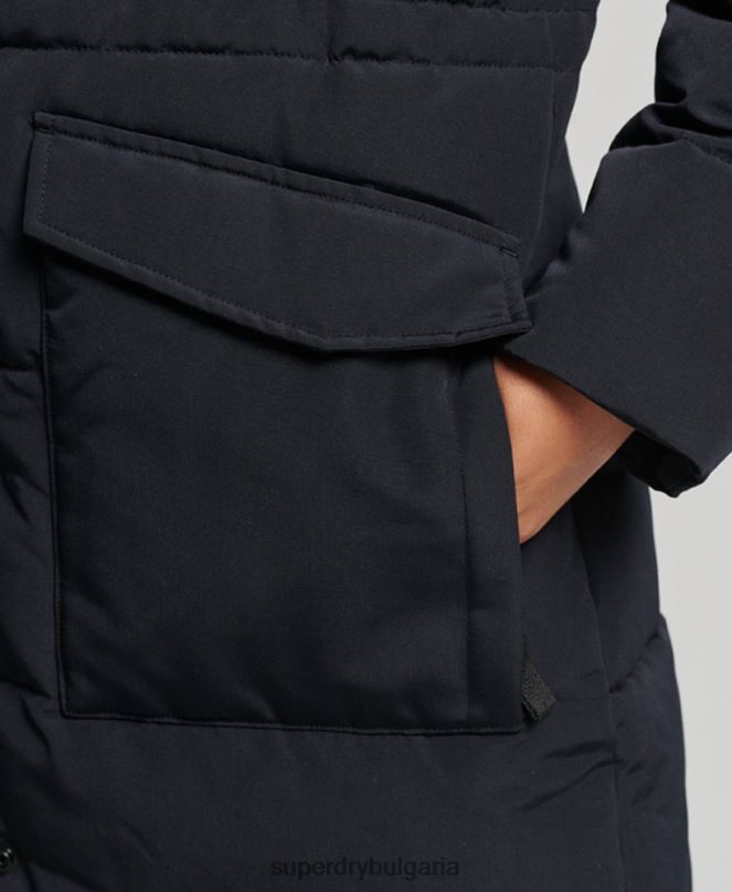 Superdry облекло N00H3588 тъмно сив Жени пухено палто everest longline