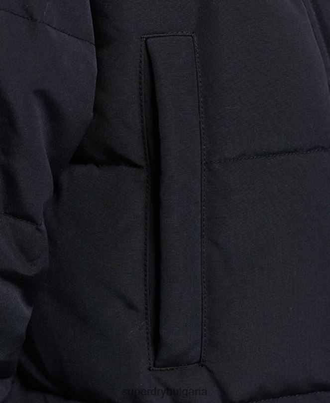 Superdry облекло N00H3588 тъмно сив Жени пухено палто everest longline