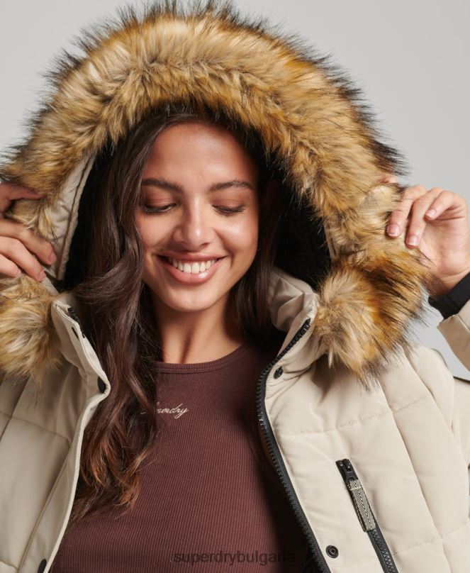 Superdry облекло N00H3601 сметана Жени палто everest с парагади от изкуствена кожа