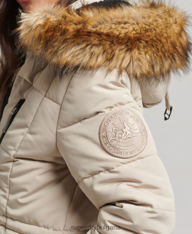 Superdry облекло N00H3601 сметана Жени палто everest с парагади от изкуствена кожа
