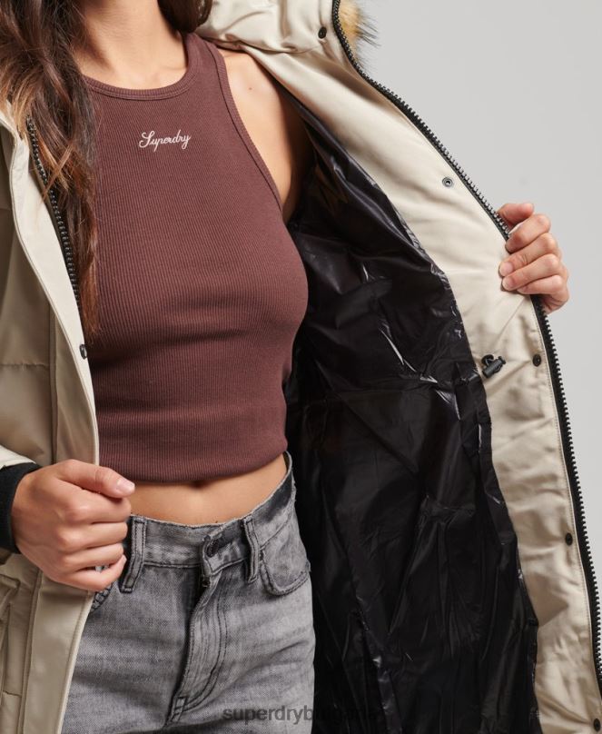 Superdry облекло N00H3601 сметана Жени палто everest с парагади от изкуствена кожа
