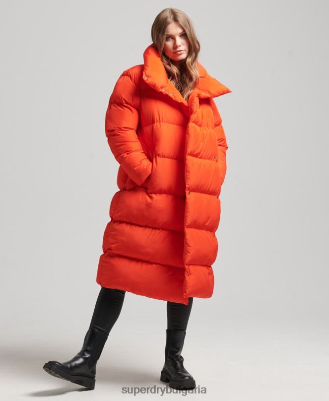 Superdry облекло N00H3602 оранжево Жени пухено палто с парагади