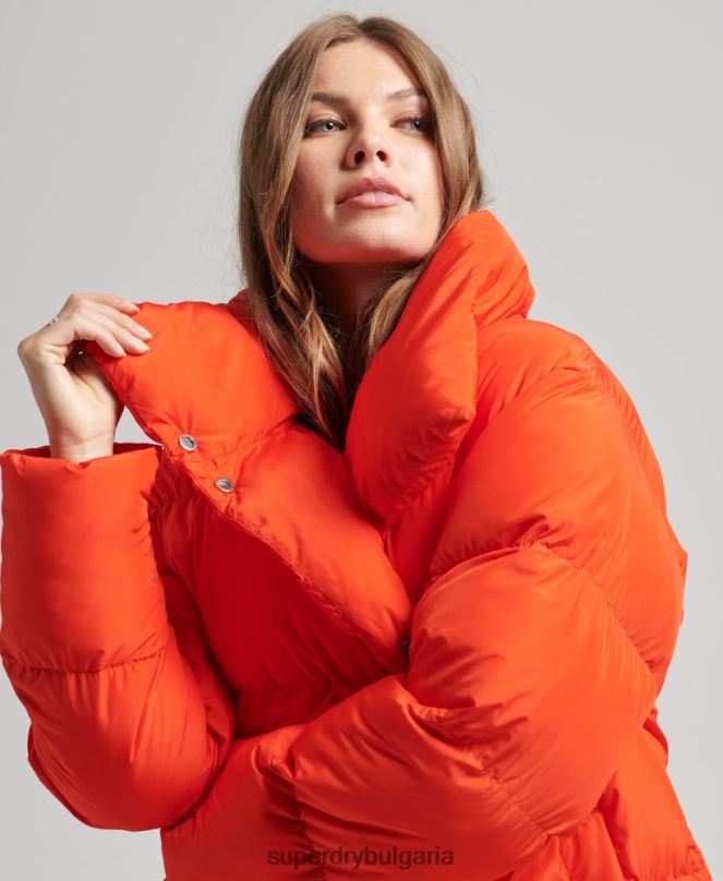 Superdry облекло N00H3602 оранжево Жени пухено палто с парагади