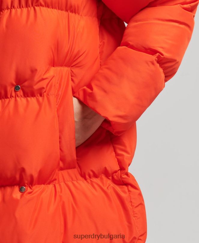 Superdry облекло N00H3602 оранжево Жени пухено палто с парагади