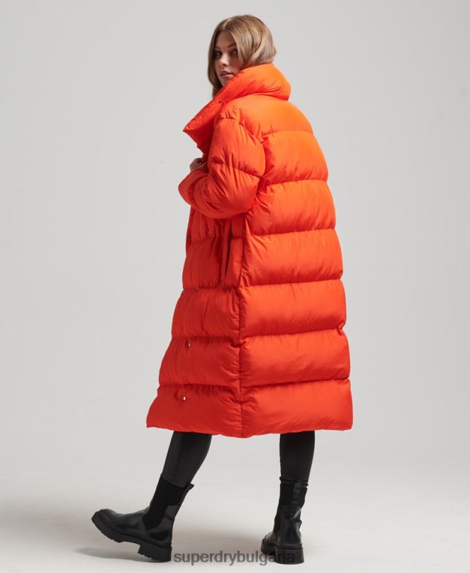 Superdry облекло N00H3602 оранжево Жени пухено палто с парагади
