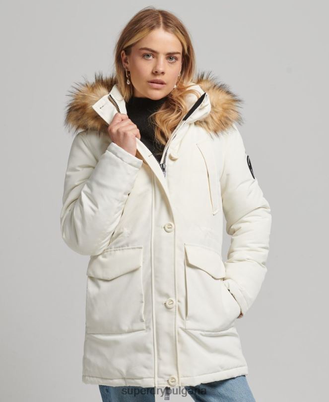 Superdry облекло N00H3604 бяло Жени палто парка everest