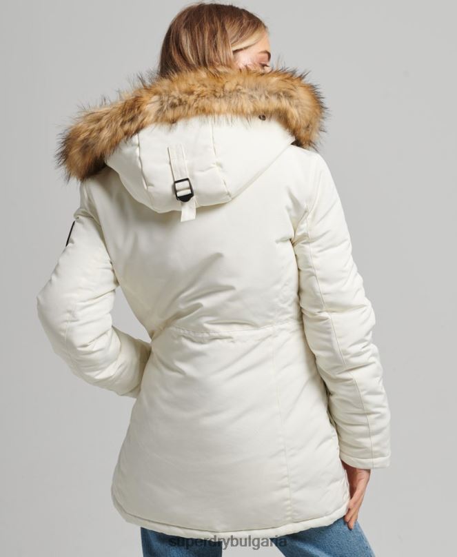 Superdry облекло N00H3604 бяло Жени палто парка everest