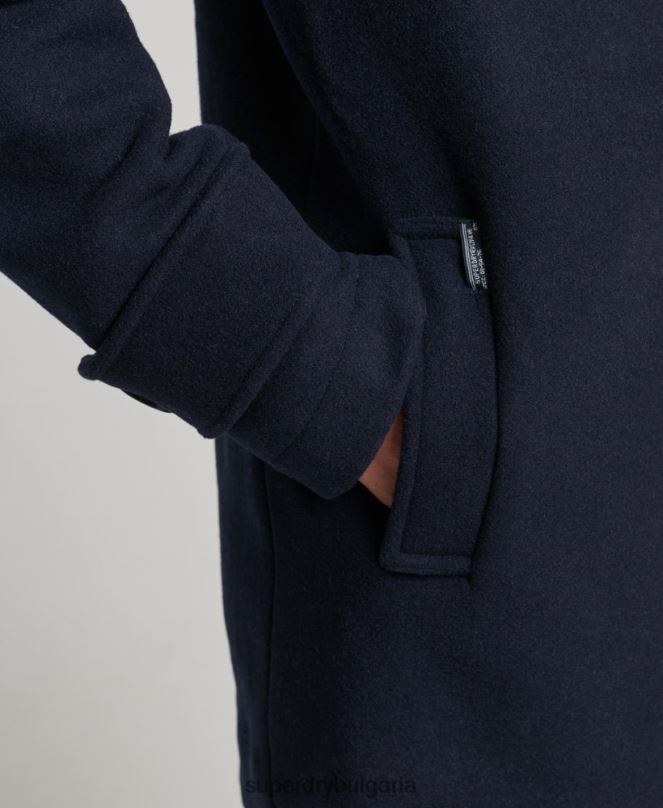 Superdry облекло N00H3619 военноморски флот Жени двуредно вълнено грахово палто