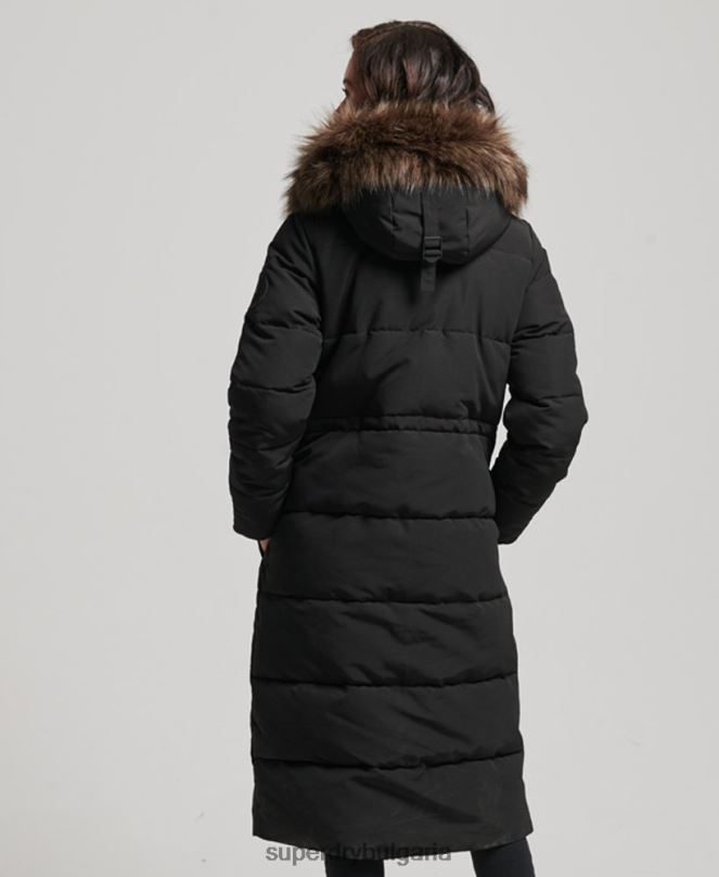 Superdry облекло N00H3623 черен Жени палто everest с парагади от изкуствена кожа