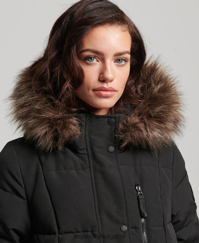 Superdry облекло N00H3623 черен Жени палто everest с парагади от изкуствена кожа