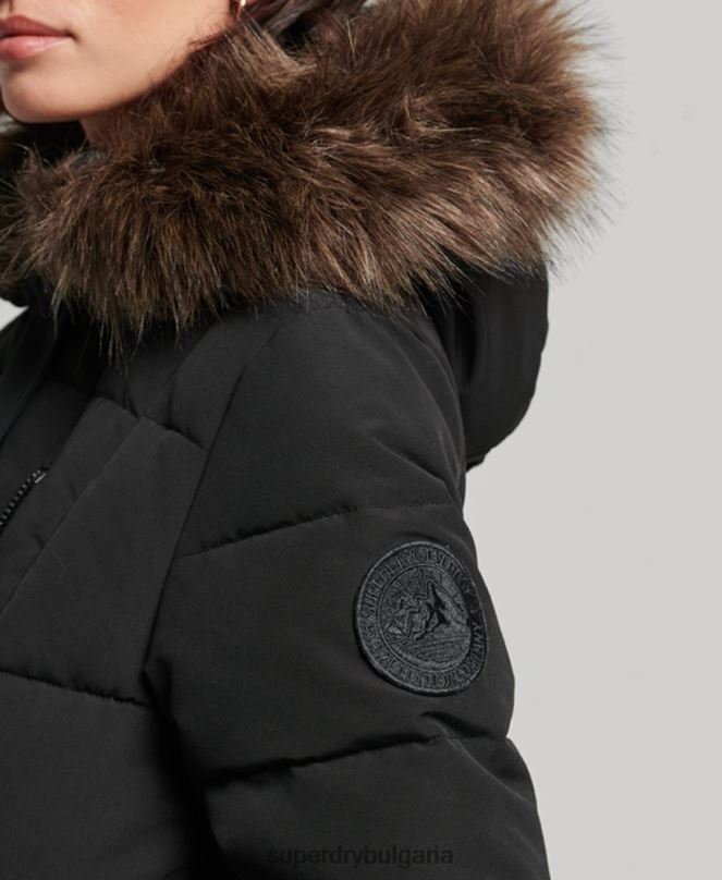 Superdry облекло N00H3623 черен Жени палто everest с парагади от изкуствена кожа
