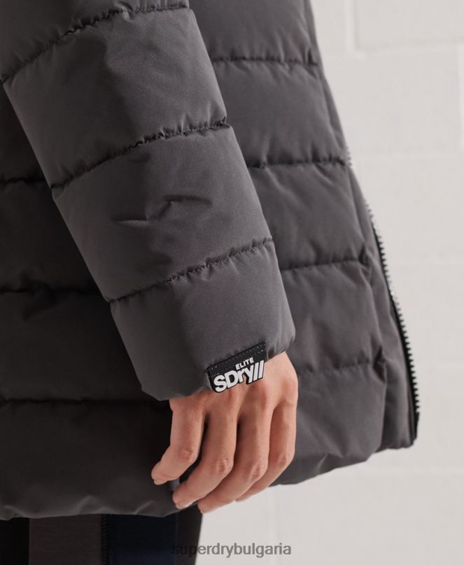 Superdry облекло N00H3645 тъмно сив Жени арктично високо пухено палто