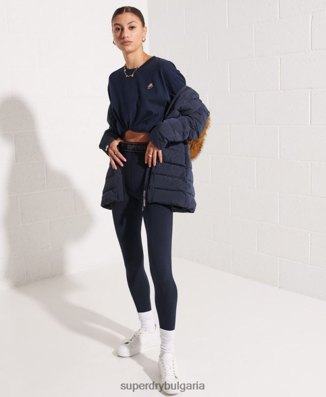 Superdry облекло N00H3646 военноморски флот Жени арктично високо пухено палто