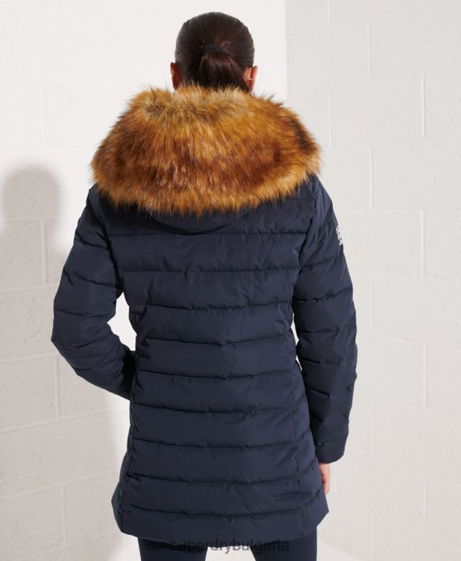 Superdry облекло N00H3646 военноморски флот Жени арктично високо пухено палто