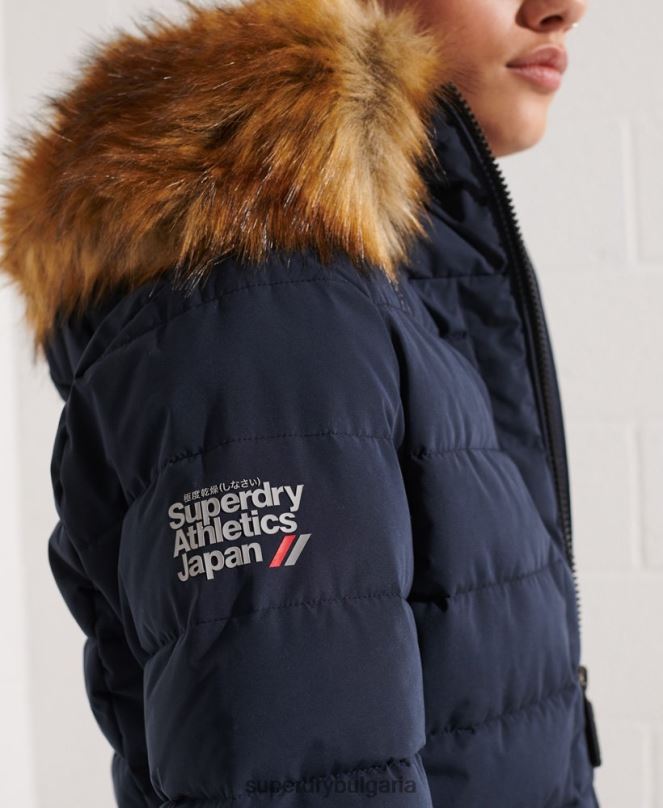 Superdry облекло N00H3646 военноморски флот Жени арктично високо пухено палто
