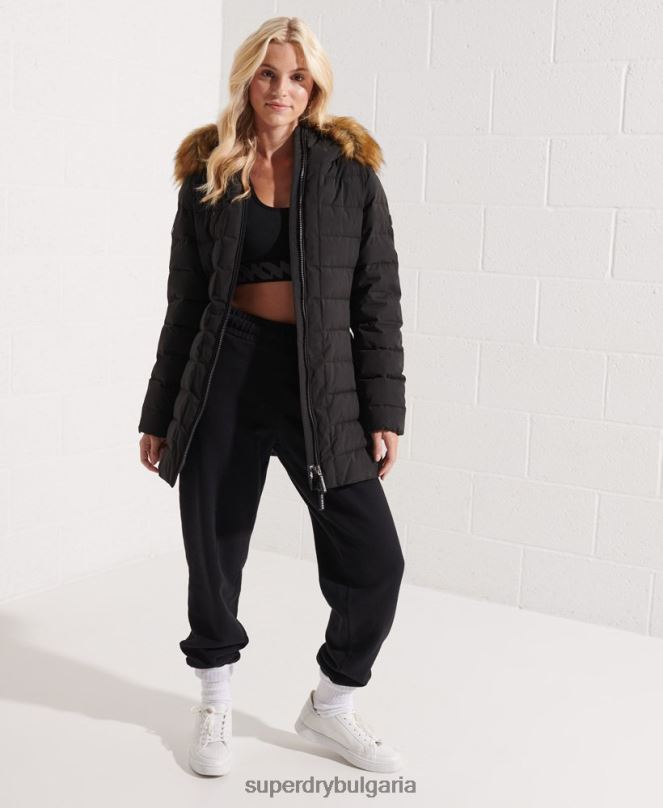 Superdry облекло N00H3647 черен Жени арктично високо пухено палто