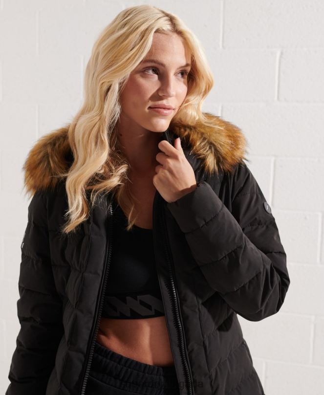 Superdry облекло N00H3647 черен Жени арктично високо пухено палто
