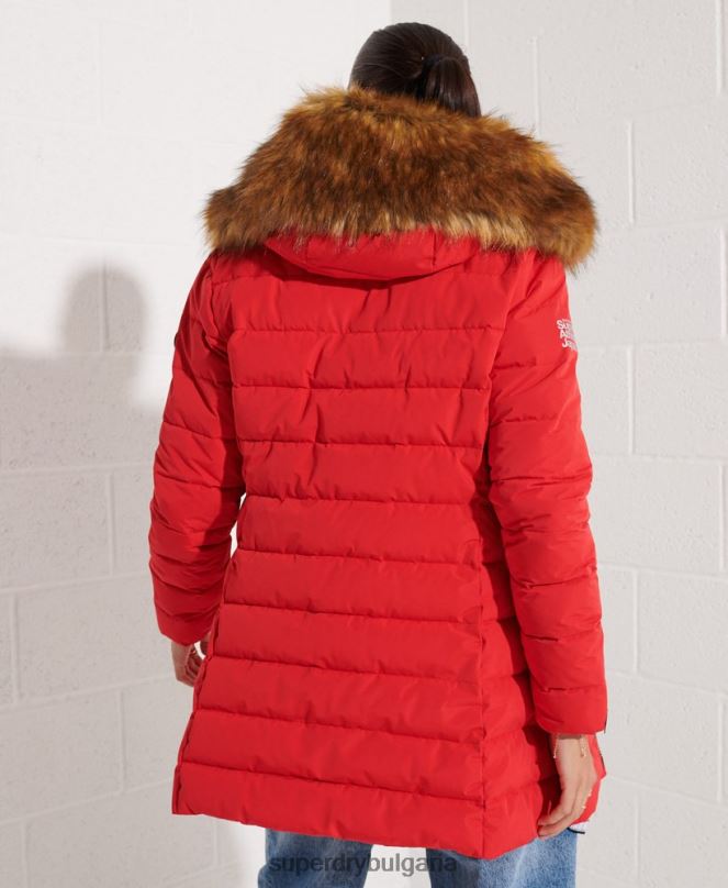 Superdry облекло N00H3648 червен Жени арктично високо пухено палто