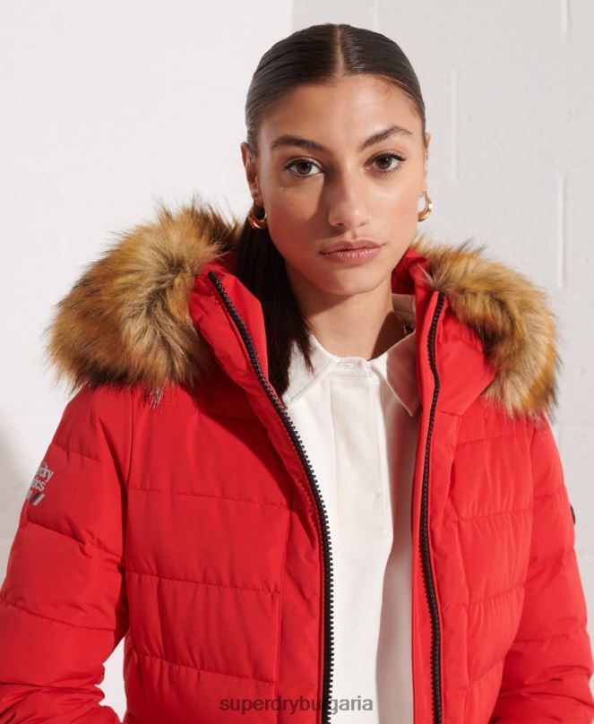 Superdry облекло N00H3648 червен Жени арктично високо пухено палто
