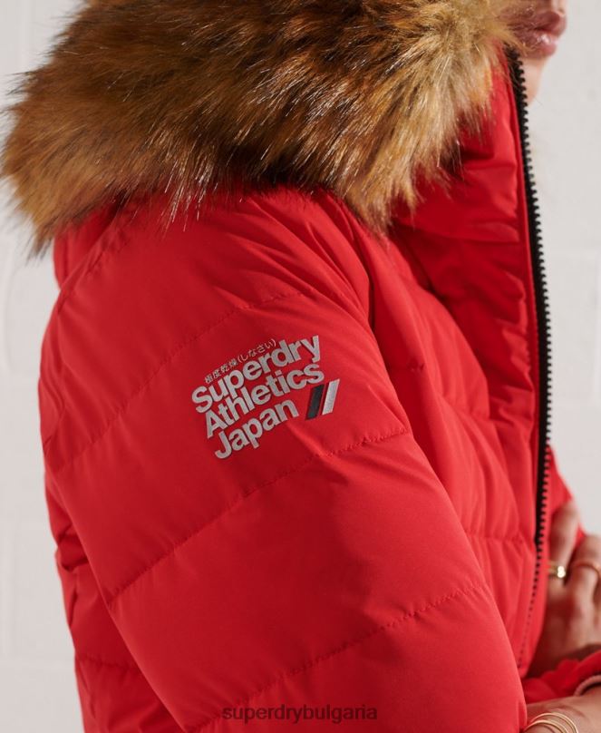 Superdry облекло N00H3648 червен Жени арктично високо пухено палто