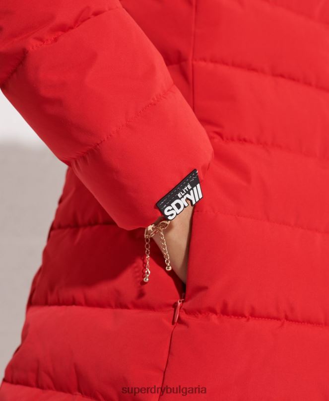 Superdry облекло N00H3648 червен Жени арктично високо пухено палто