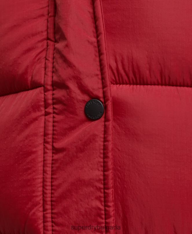 Superdry облекло N00H3661 червен Жени пухено палто с парагади и качулка от изкуствена кожа