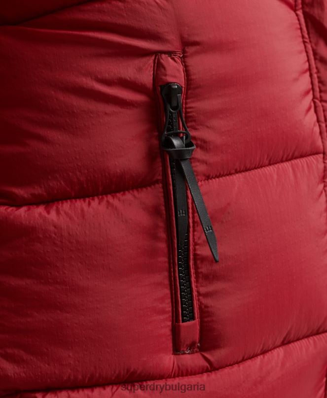 Superdry облекло N00H3661 червен Жени пухено палто с парагади и качулка от изкуствена кожа