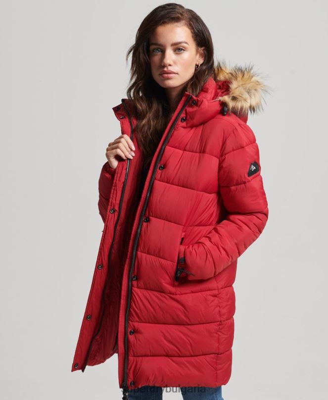 Superdry облекло N00H3668 червен Жени междинно палто с качулка