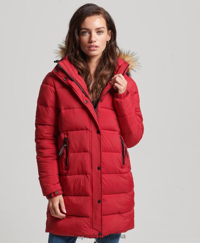 Superdry облекло N00H3668 червен Жени междинно палто с качулка
